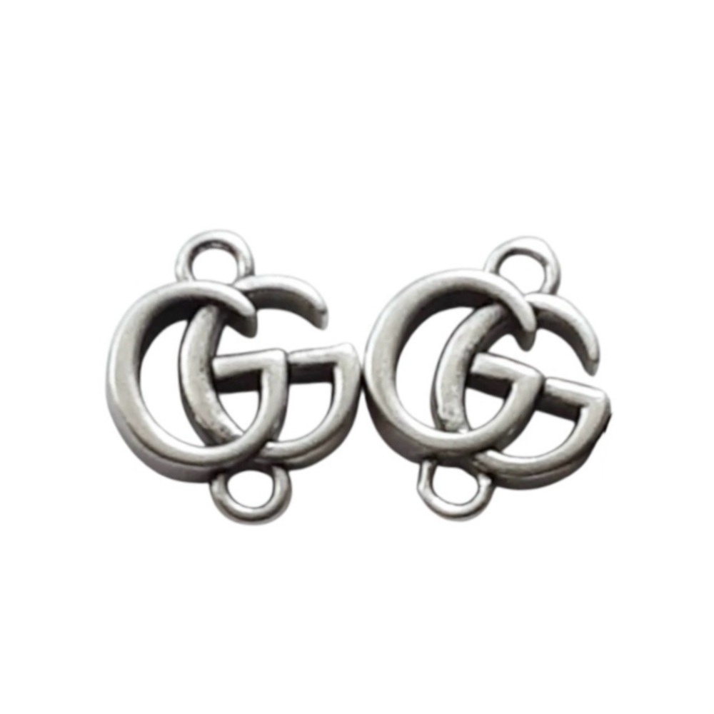 💕VINTAGE GUCCI 2-Piece Interlocking Gs + Blue Daisy Charms Silver-Tone Hardware - Picture 8 of 11